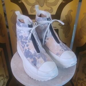 Converse Men's Run Star Hike Zip Platform Beige Yellow Camo Canvas Shoes